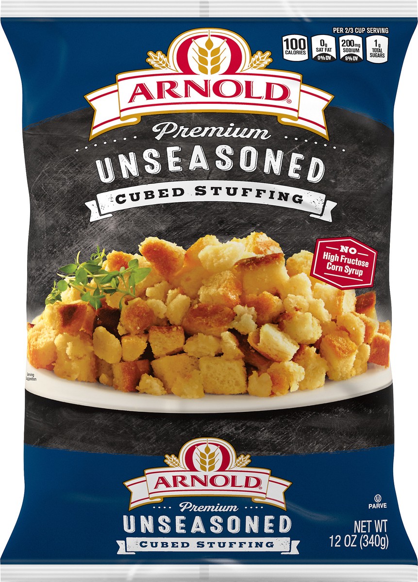 slide 5 of 7, Arnold Premium Unseasoned Plain Cubed Stuffing, 12 oz, Bread Crumbs, Bag, 12 oz