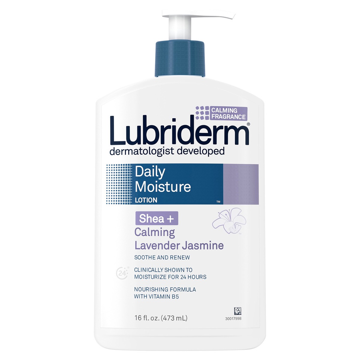 slide 7 of 11, Lubriderm Daily Moisture Lotion for Dry Skin, Enriched with Nourishing Shea Butter, Pro-Vitamin B5, and Calming Lavender Jasmine Scent, For Healthy-Looking Skin, Non-Greasy, 16 fl. oz, 16 fl oz