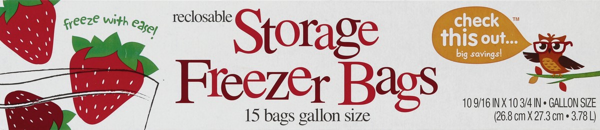 slide 6 of 6, Check this Out Freezer Bags 15 ea, 15 ct