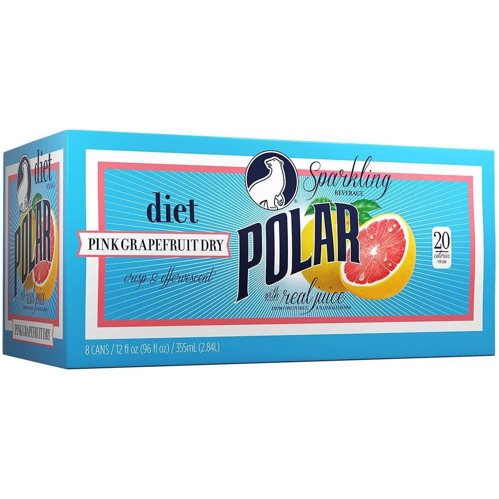 slide 1 of 1, Polar Beverages Polar Diet Grapefruit Dry Sparkling Beverage - 8 ct; 12 fl oz, 8 ct; 12 fl oz