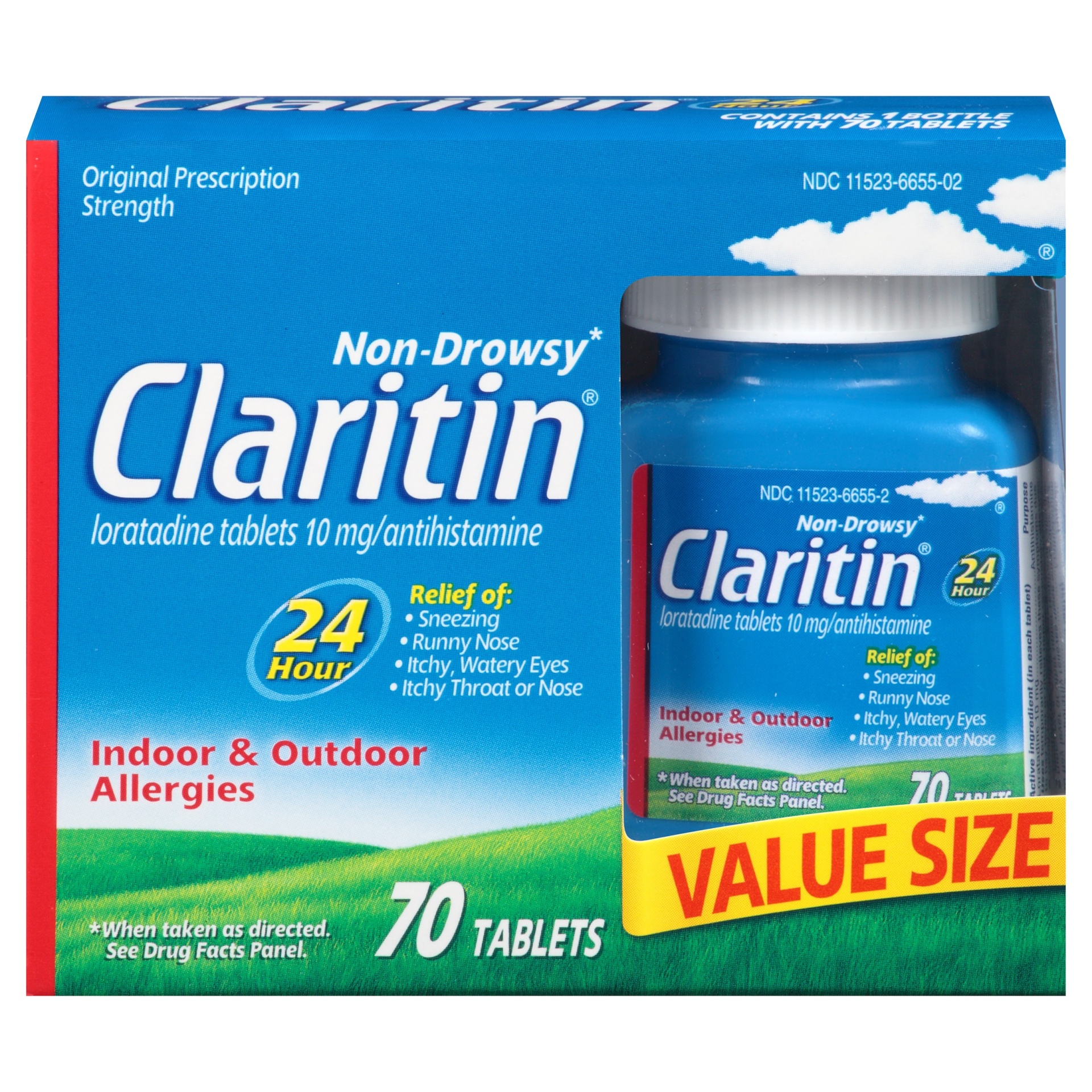 slide 1 of 5, Claritin 24 Hour Non-Drowsy Allergy Relief Tablets , 70 ct; 10 mg