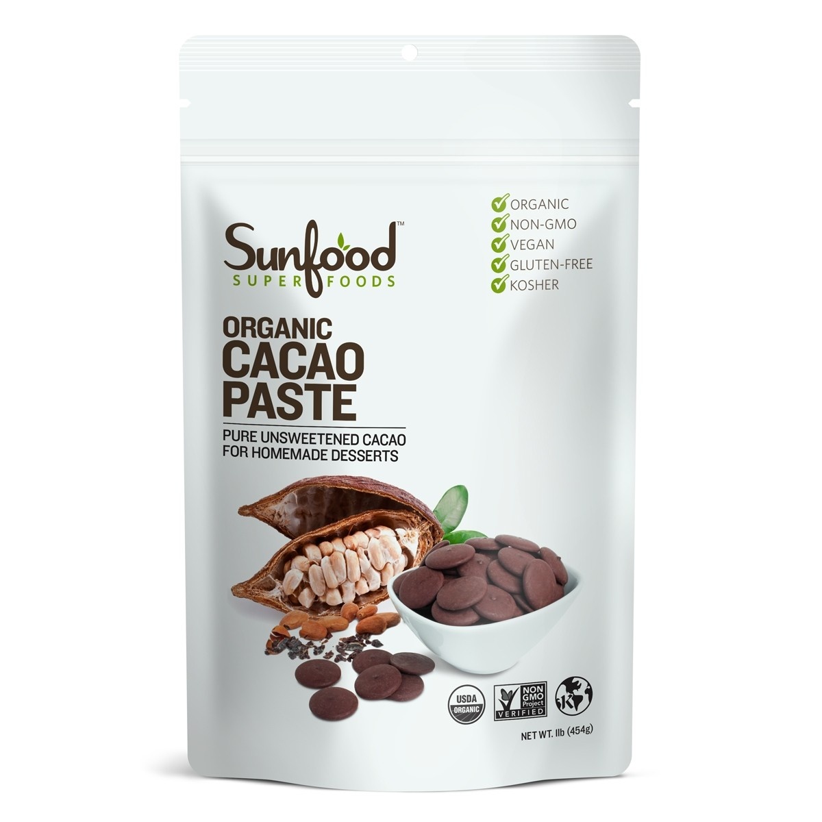 slide 1 of 1, Sunfood Sunfood Raw Cacao Paste Organic, 16 oz