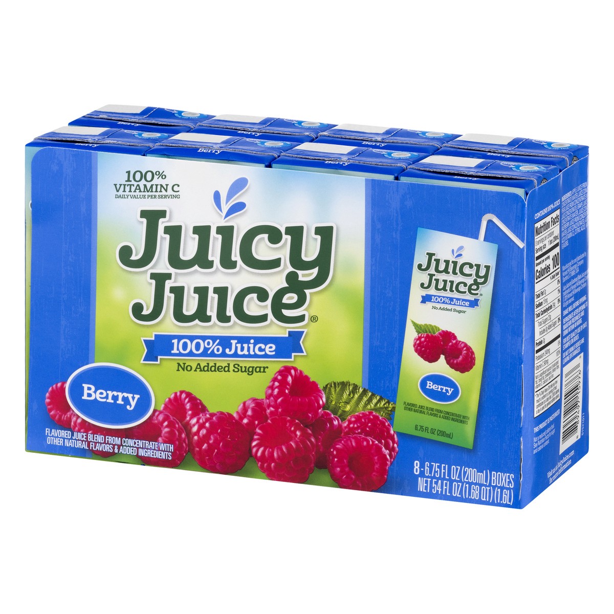 slide 3 of 9, Juicy Juice 100% Juice, Berry, 8 Count, 6.75 FL OZ Juice Boxes, 6.75 fl oz