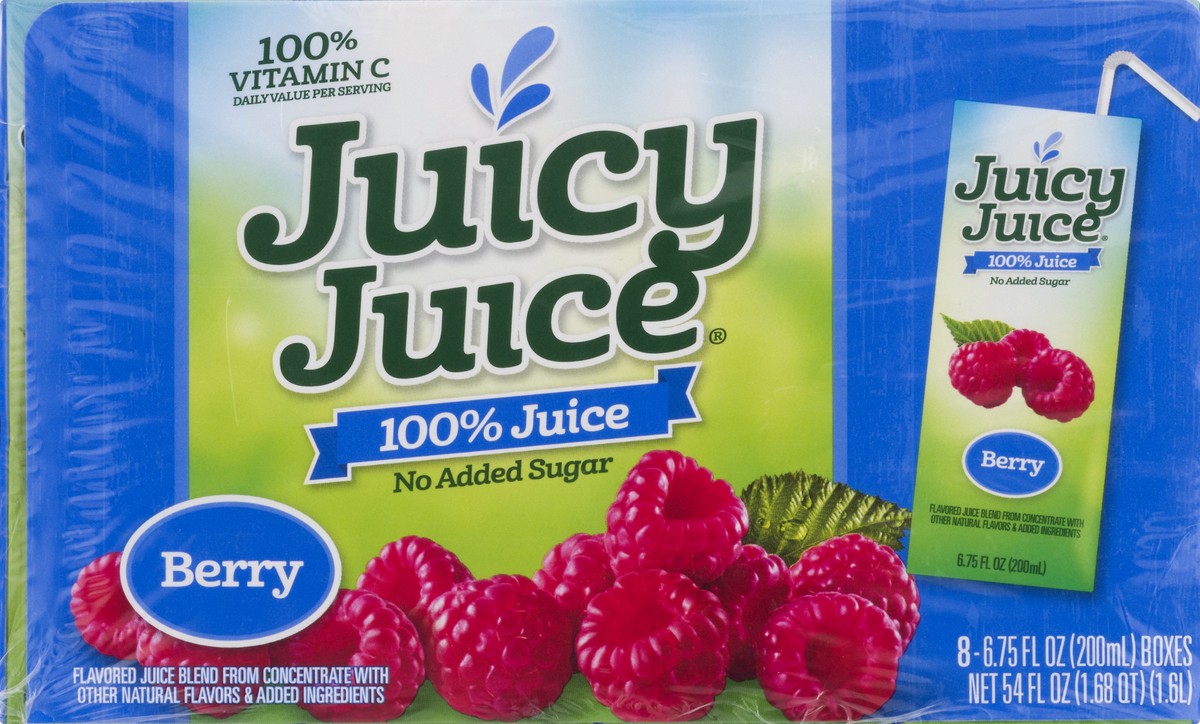 slide 6 of 9, Juicy Juice 100% Juice, Berry, 8 Count, 6.75 FL OZ Juice Boxes, 6.75 fl oz