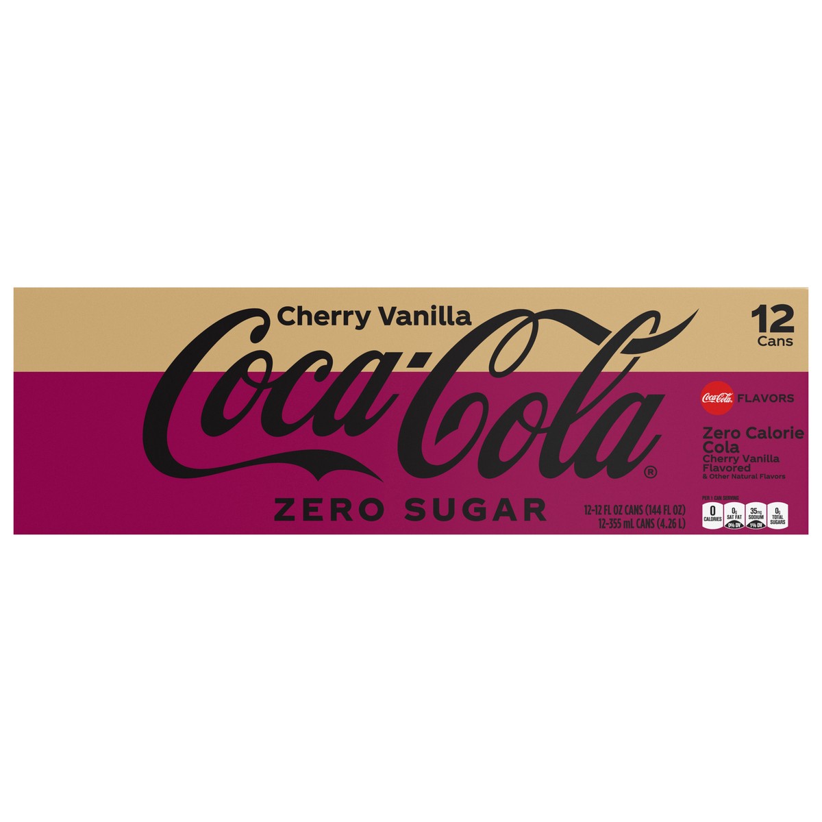 slide 1 of 3, Coca-Cola Cherry Vanilla Zero Sugar Fridge Pack Cans\, 12 fl oz\, 12 Pack, 12 ct