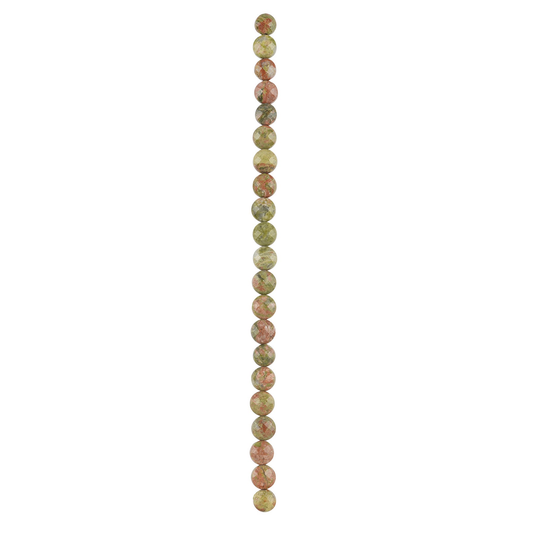 slide 3 of 3, Green & Orange Unakite Faceted Coin Beads, 8mm By Bead Landing, 8mm