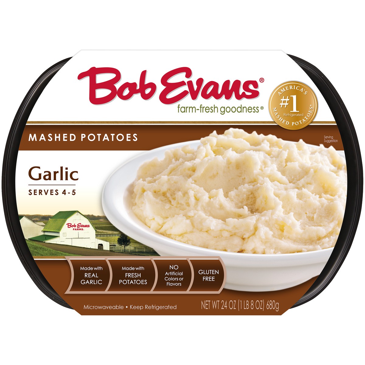 slide 6 of 9, Bob Evans Mashed Garlic Potatoes, 24 oz