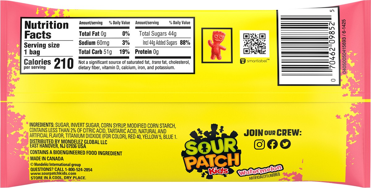 slide 2 of 9, SOUR PATCH KIDS Watermelon Soft & Chewy Candy, 2 oz Bag, 2 oz