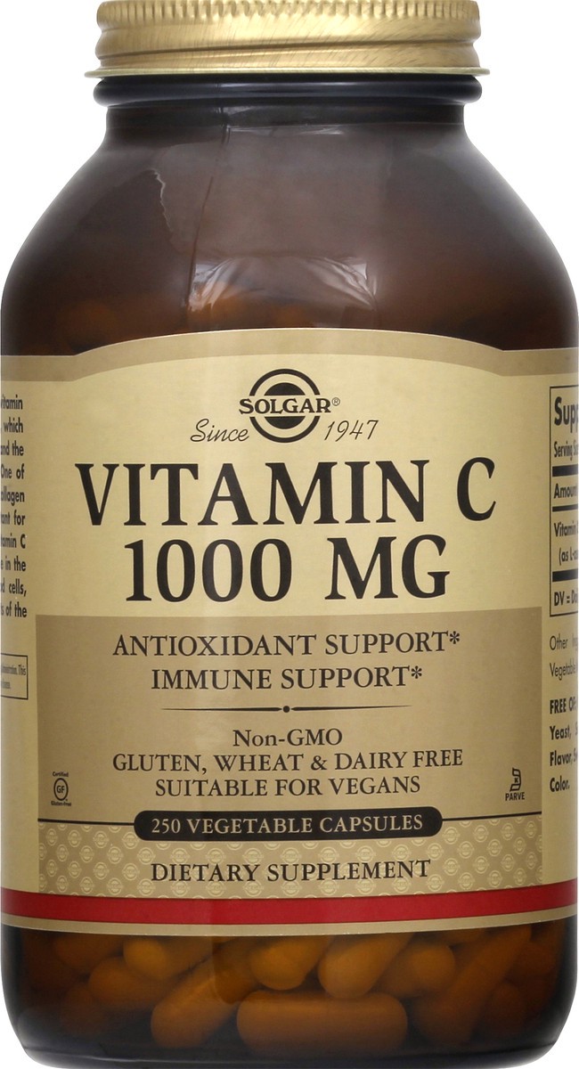 slide 10 of 10, Solgar 1000 mg Vegetable Capsules Vitamin C 250 ea, 250 ct