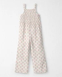 Girls Organic Cotton Gauze Jumpsuit in Rosebud Petal Print - Size 7