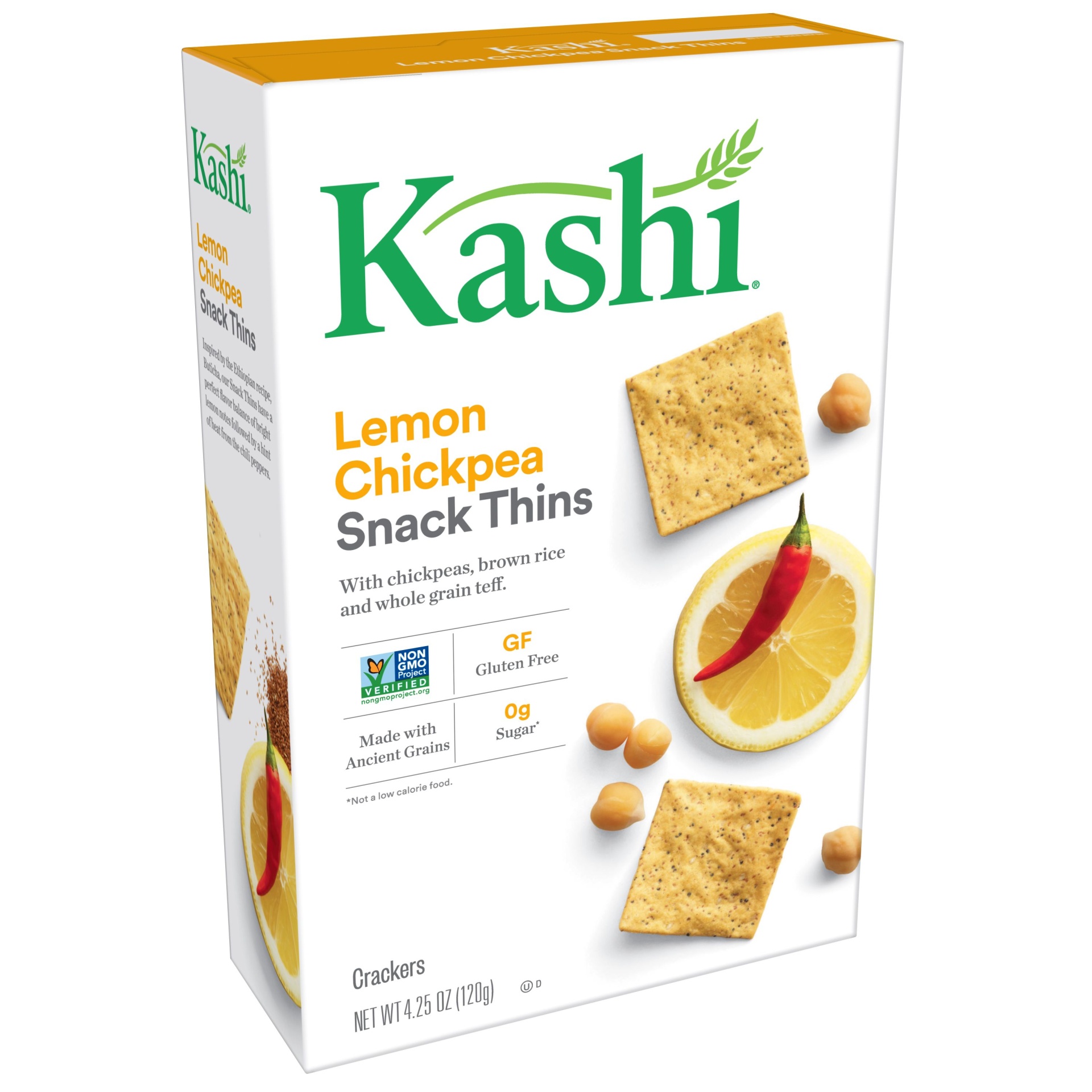 slide 1 of 7, Kashi Lemon Chickpea Snack Thins, 4.25 oz