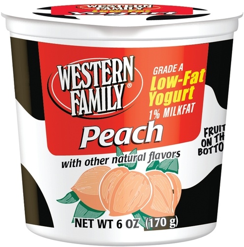 slide 1 of 1, Western Family Fob Low Fat Peach Yogurt, 6 oz