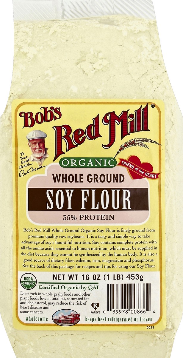 slide 5 of 5, Bob's Red Mill Stone Ground Organic Whole Grain Soy Flour, 16 oz