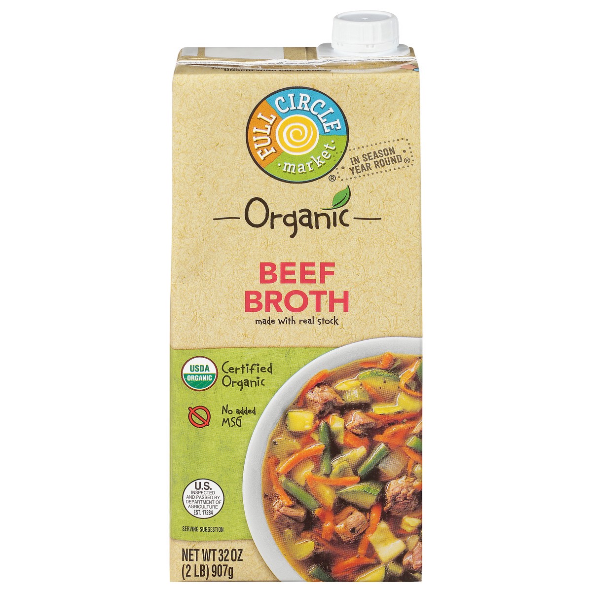 slide 1 of 1, Full Circle Market Organic Beef Broth 32 oz, 32 oz