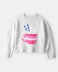 Carter's Carters Girls Hot Chocolate Sweater - Heather Grey Grey 14