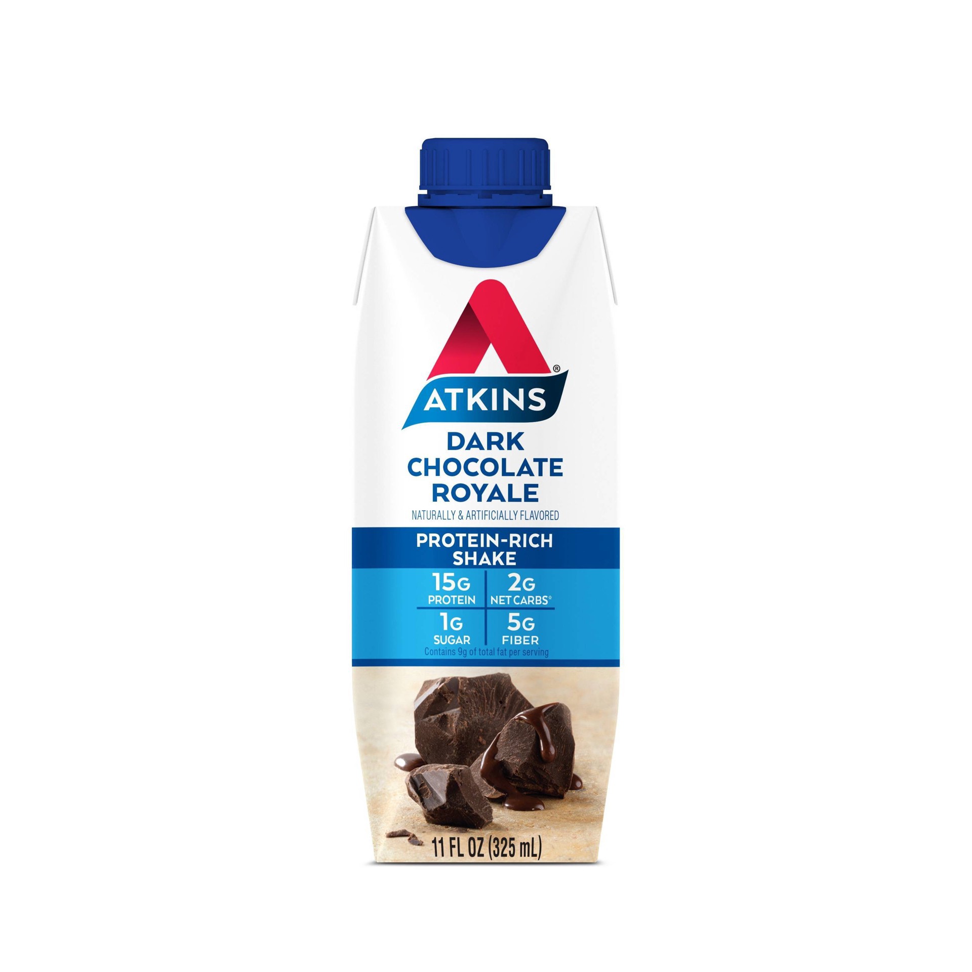 slide 8 of 8, Atkins Dark Chocolate Royale Protein-Rich Shake Value Pack 8 - 11 fl oz Cartons, 8 ct