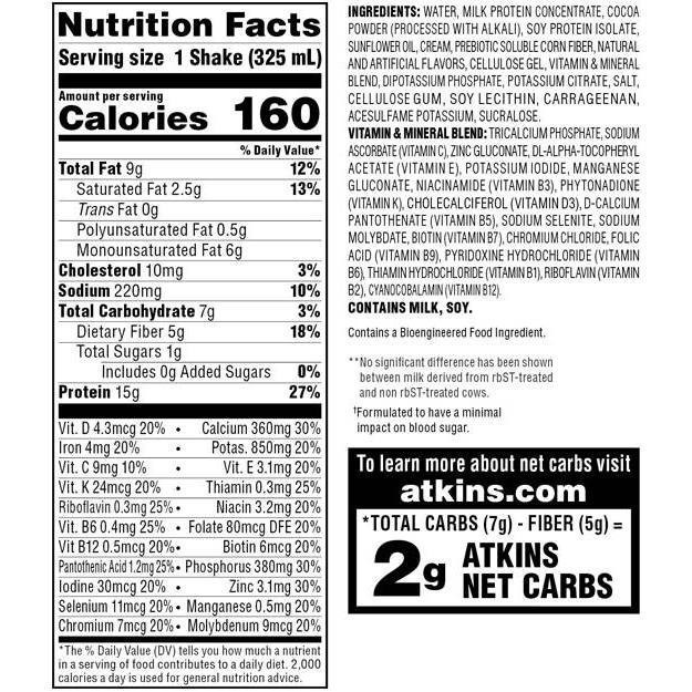 slide 4 of 8, Atkins Dark Chocolate Royale Protein-Rich Shake Value Pack 8 - 11 fl oz Cartons, 8 ct