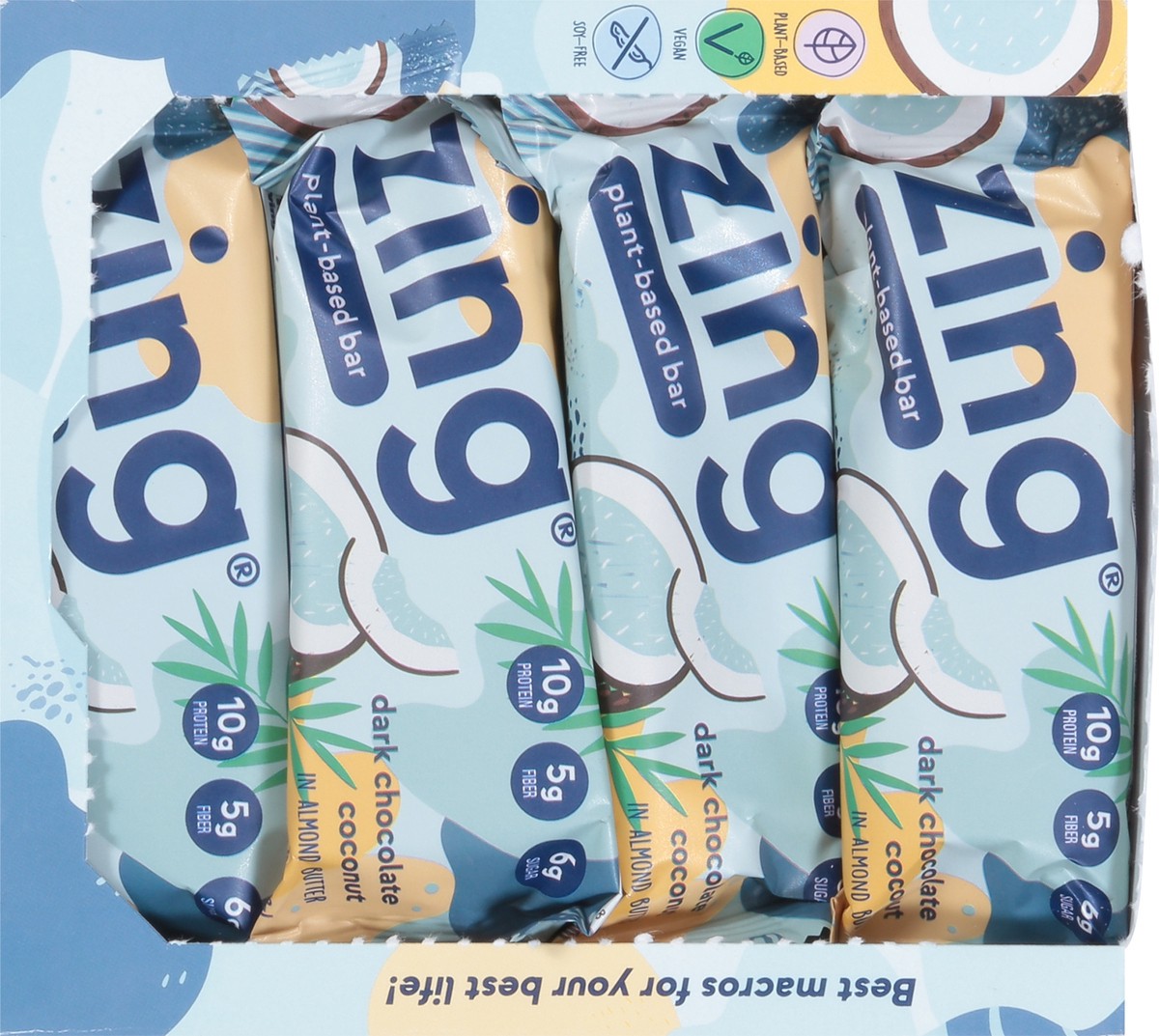 slide 9 of 9, Zing Dark Chocolate Coconut Plant-Based Bar in Almond Butter 12 - 1.76 oz Bars, 12 ct