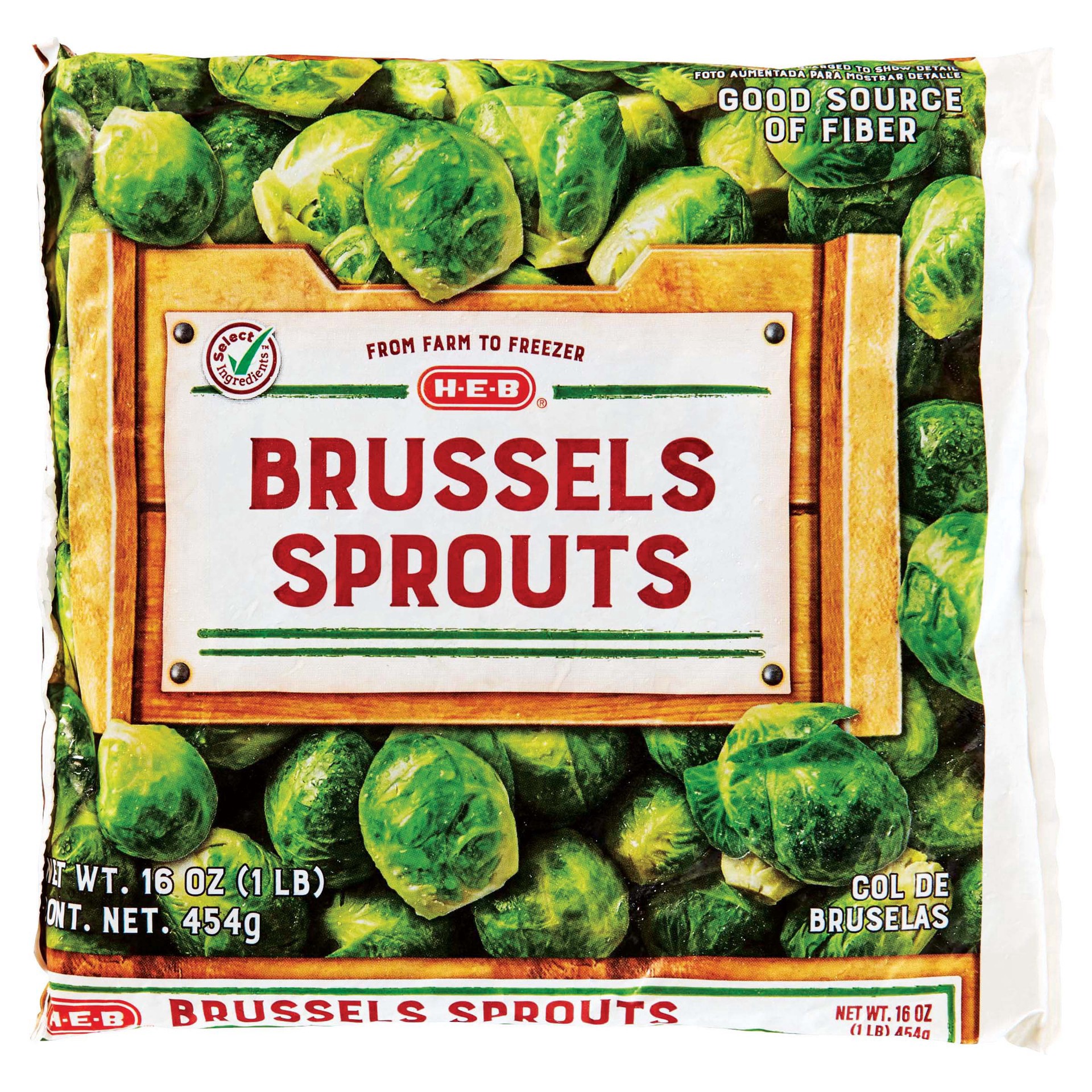 slide 1 of 1, H-E-B Frozen Brussels Sprouts, 16 oz