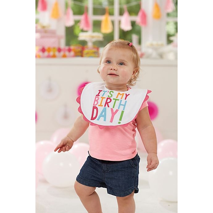 slide 2 of 2, Mud Pie It's My Birthday'' Bib - White'', 1 ct