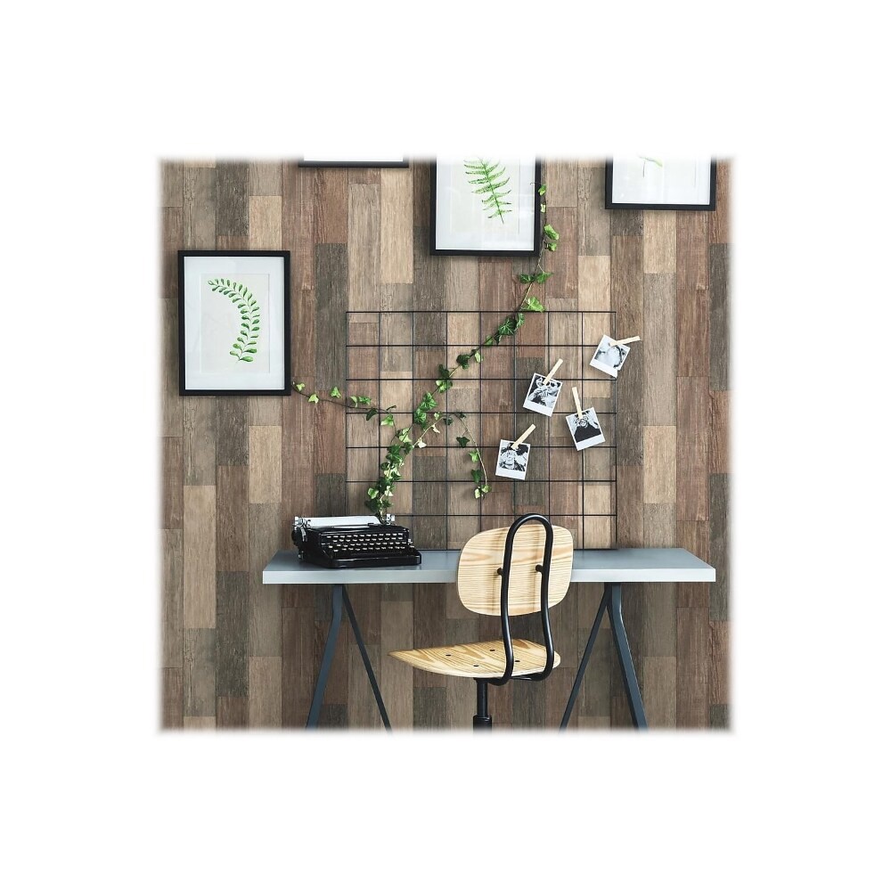 slide 1 of 4, RoomMates Weathered Wooden Planks Peel & Stick Wallpaper - Brown, 1 ct