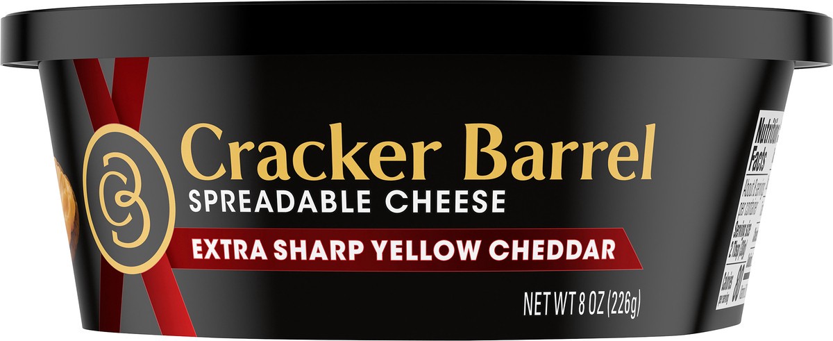 slide 1 of 6, Cracker Barrel Extra Sharp Yellow Cheddar Spreadable Cheese, 8 oz Tub, 8 oz