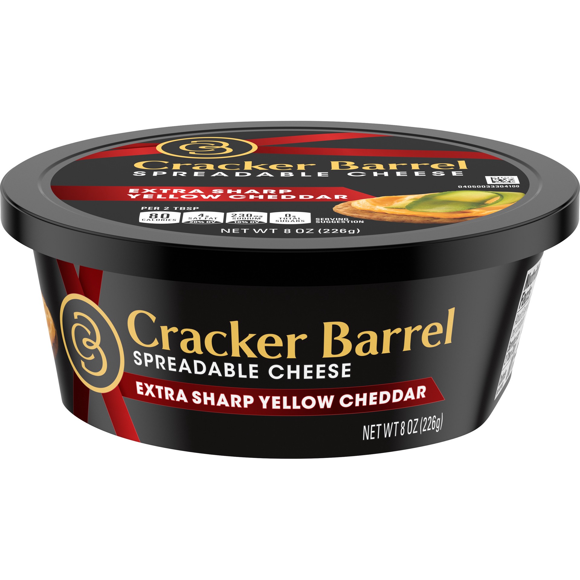 slide 1 of 6, Cracker Barrel Extra Sharp Yellow Cheddar Spreadable Cheese, 8 oz