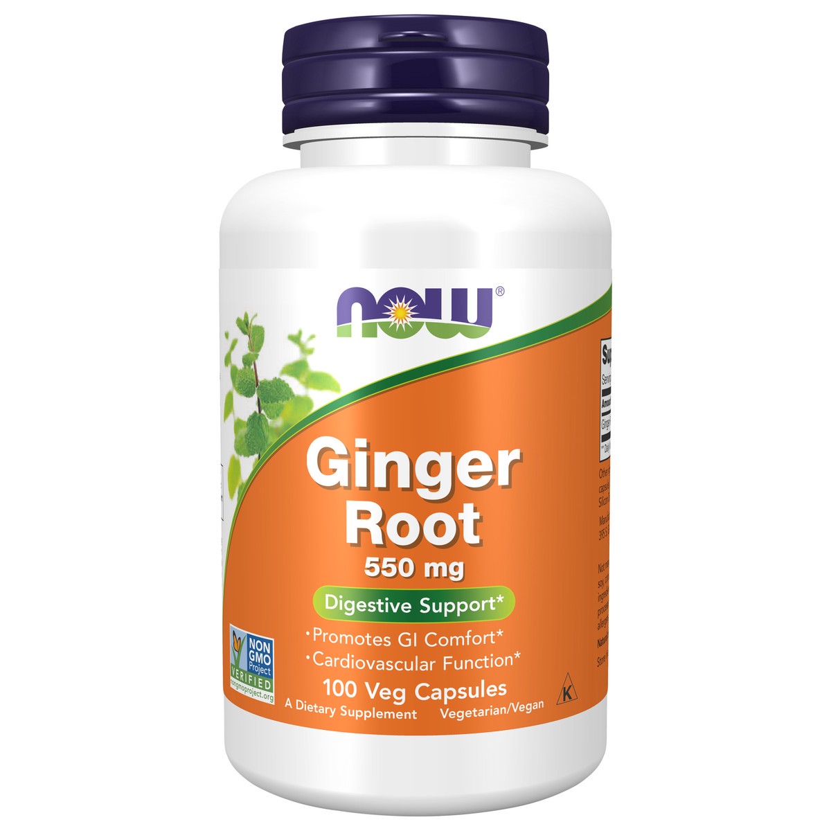 slide 1 of 4, NOW Ginger Root 550 mg - 100 Veg Capsules, 100 ct