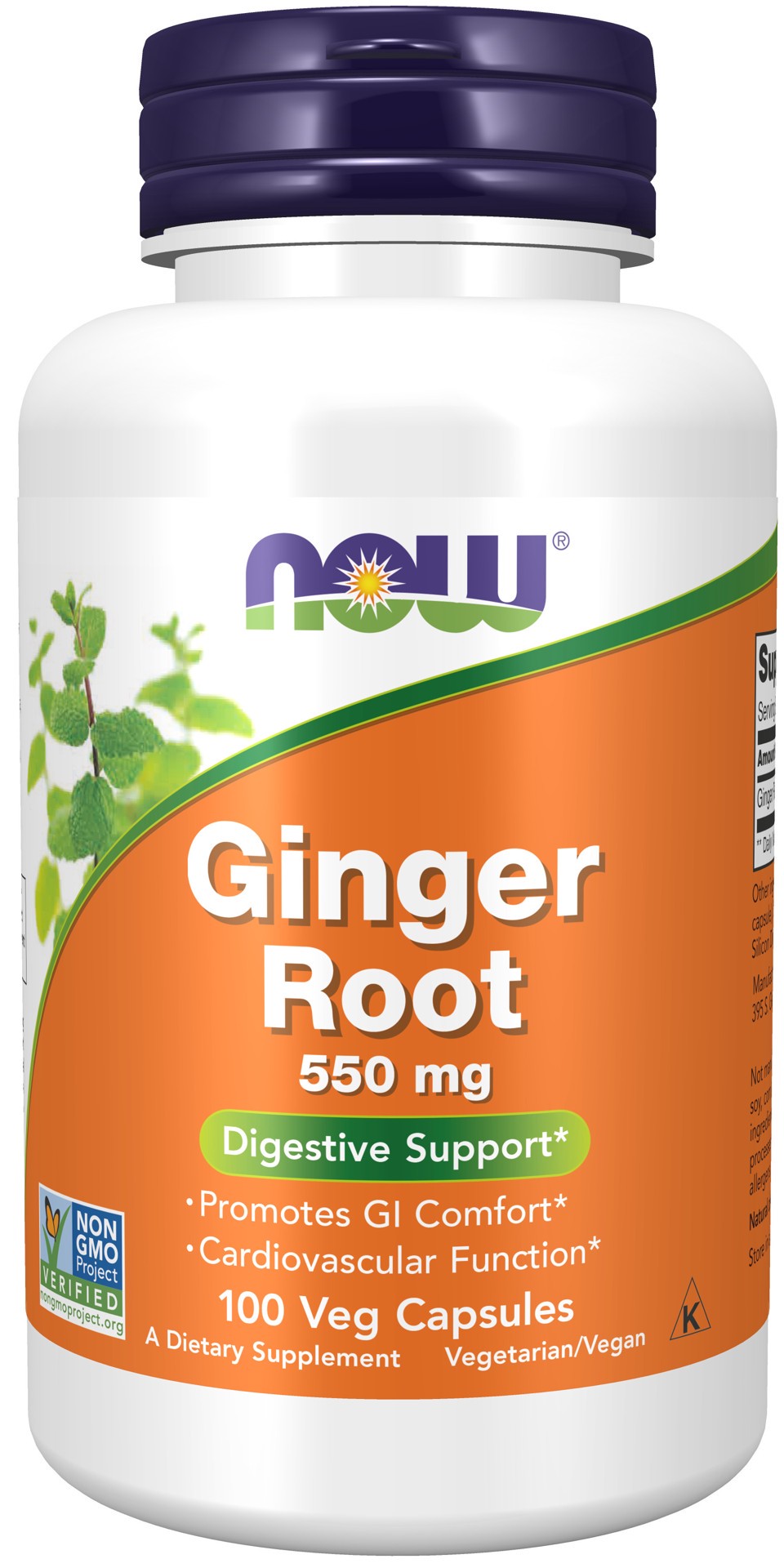 slide 1 of 4, NOW Ginger Root 550 mg - 100 Veg Capsules, 100 ct