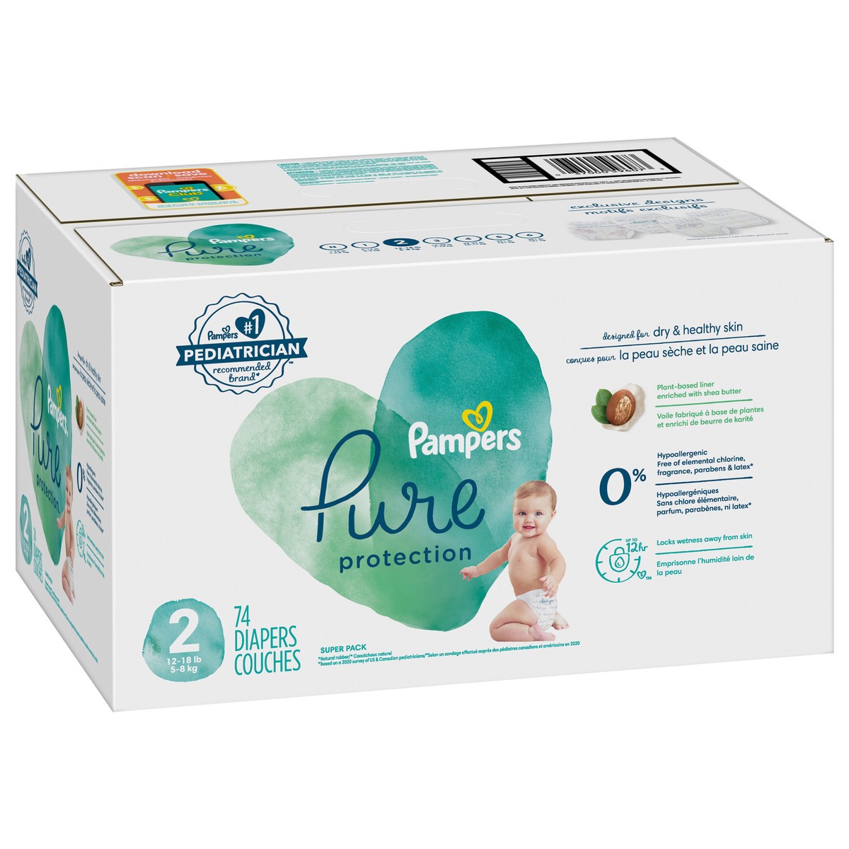 slide 2 of 4, Pure Protection Diapers Size 2 74 Count, 74 ct