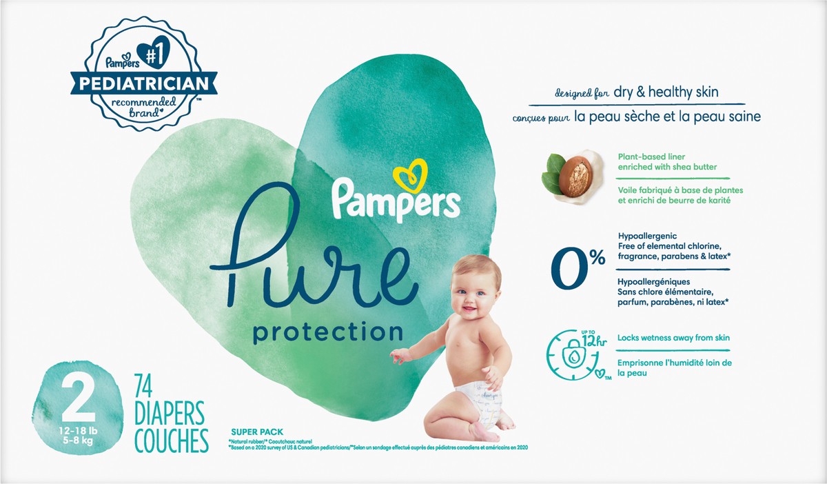 slide 4 of 4, Pure Protection Diapers Size 2 74 Count, 74 ct