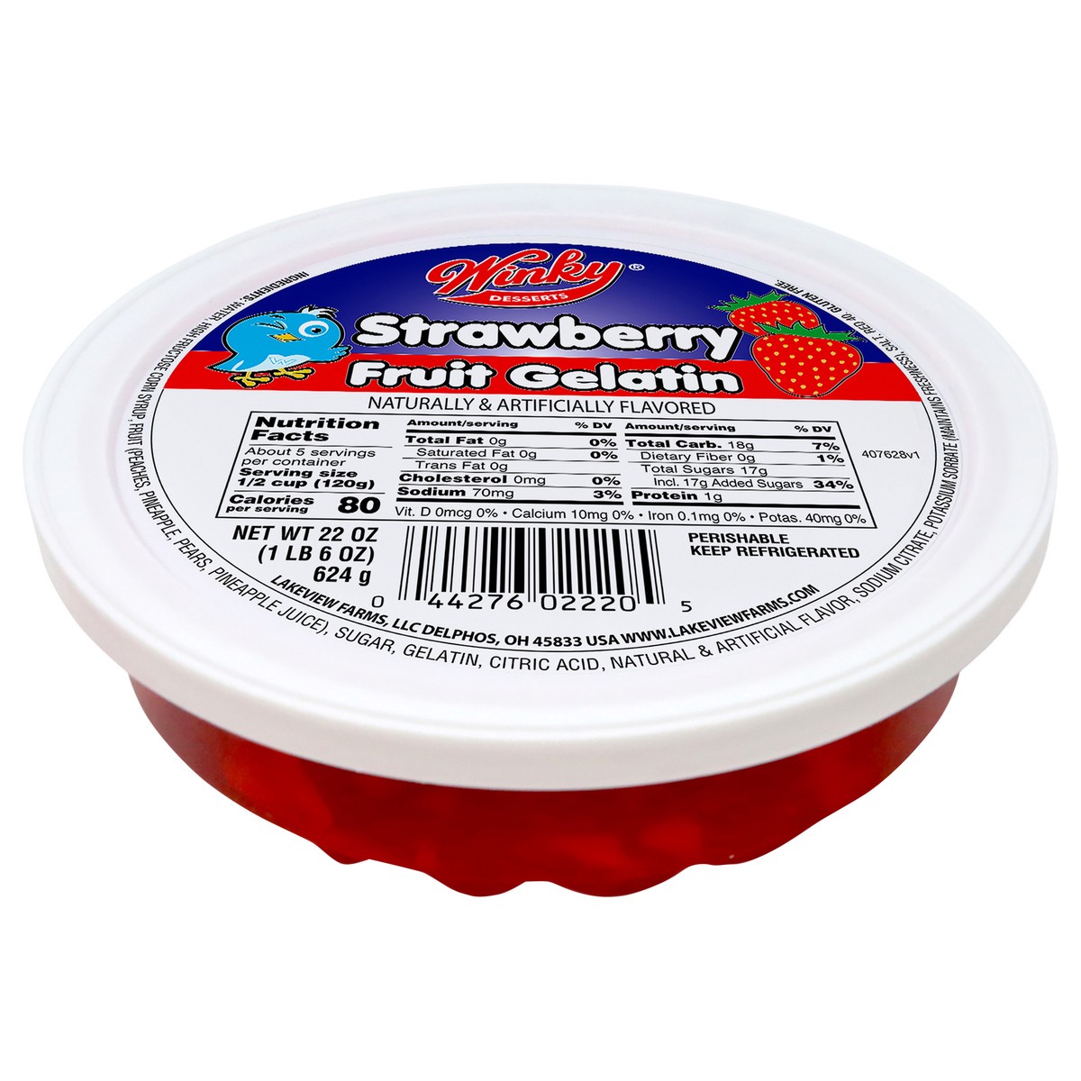 slide 1 of 14, Winky Strawberry Fruit Gelatin 22oz, 22 oz