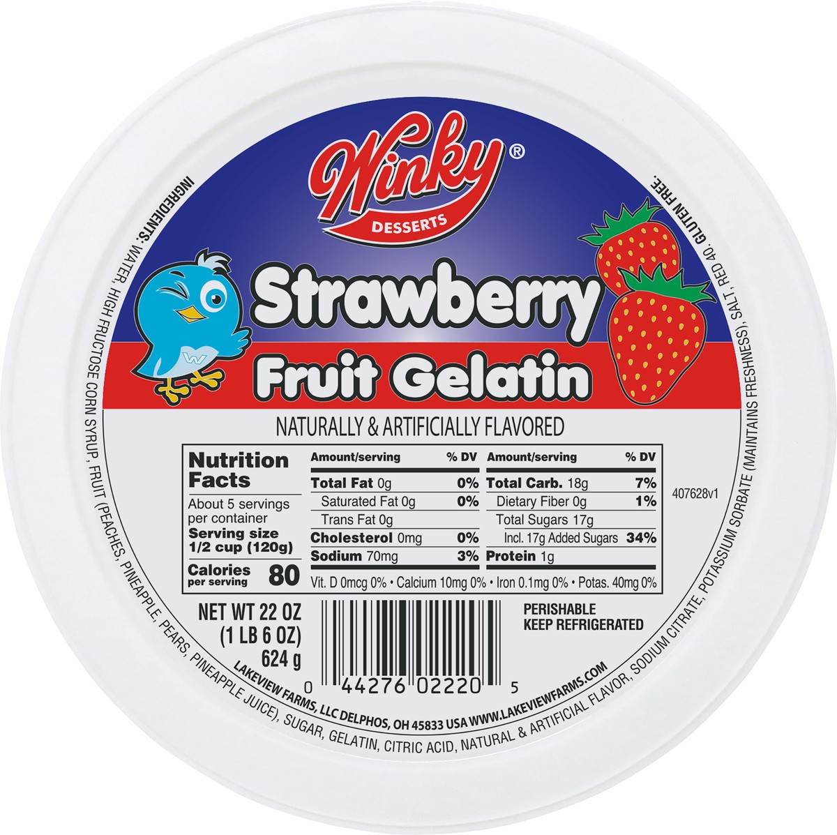 slide 9 of 14, Winky Strawberry Fruit Gelatin 22oz, 22 oz
