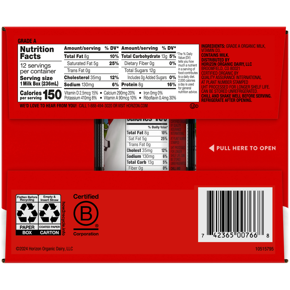 slide 7 of 8, Horizon Organic Shelf-Stable Whole Milk Boxes, 8 fl oz, 12 Pack, 12 ct