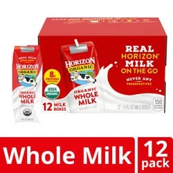 Horizon Organic Shelf Stable Whole Milk Boxes, 8 fl oz, 12 Count
