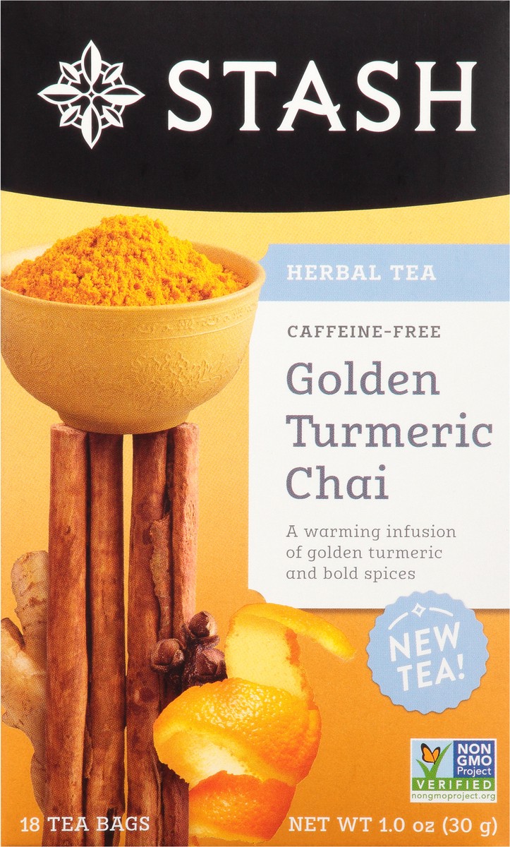 slide 12 of 13, Stash Bags Caffeine-Free Golden Turmeric Chai Herbal Tea 18 ea, 18 ct