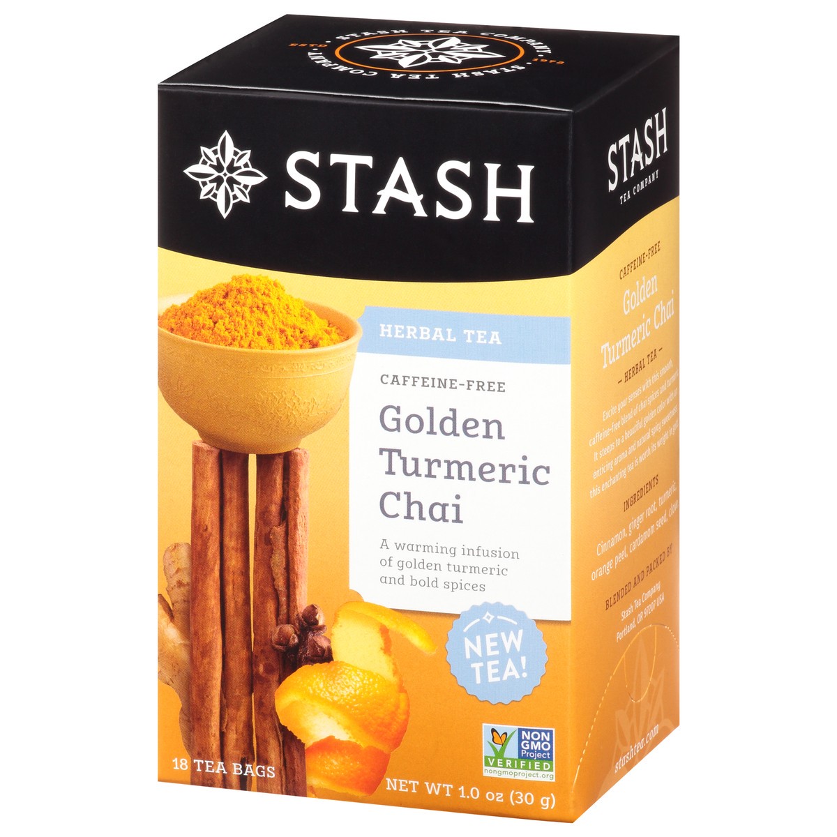 slide 13 of 13, Stash Bags Caffeine-Free Golden Turmeric Chai Herbal Tea 18 ea, 18 ct