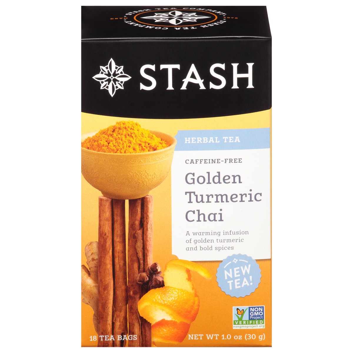 slide 1 of 13, Stash Bags Caffeine-Free Golden Turmeric Chai Herbal Tea 18 ea, 18 ct