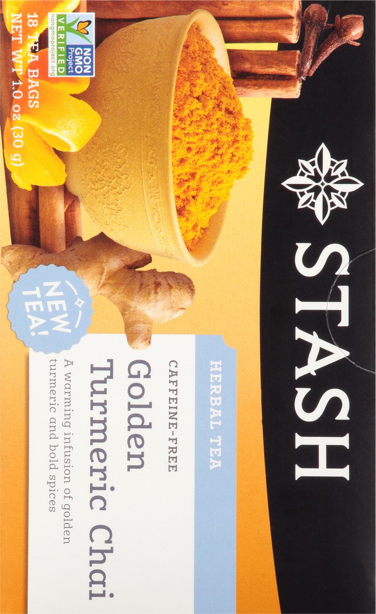 slide 7 of 13, Stash Bags Caffeine-Free Golden Turmeric Chai Herbal Tea 18 ea, 18 ct