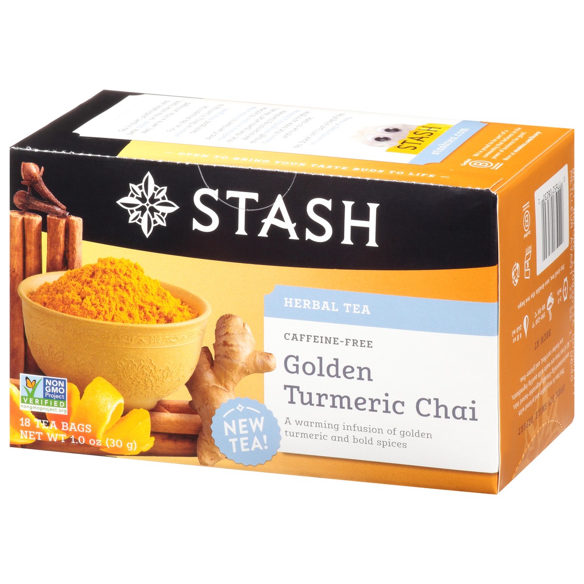 slide 11 of 13, Stash Bags Caffeine-Free Golden Turmeric Chai Herbal Tea 18 ea, 18 ct