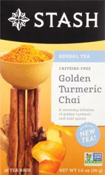 Stash Caffeine-Free Golden Turmeric Chai Herbal Tea, 18 Tea Bags
