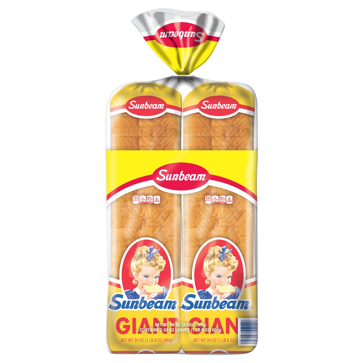 slide 4 of 12, Sunbeam Giant White Bread, Sandwich Bread, 2-24 oz Loaves, 