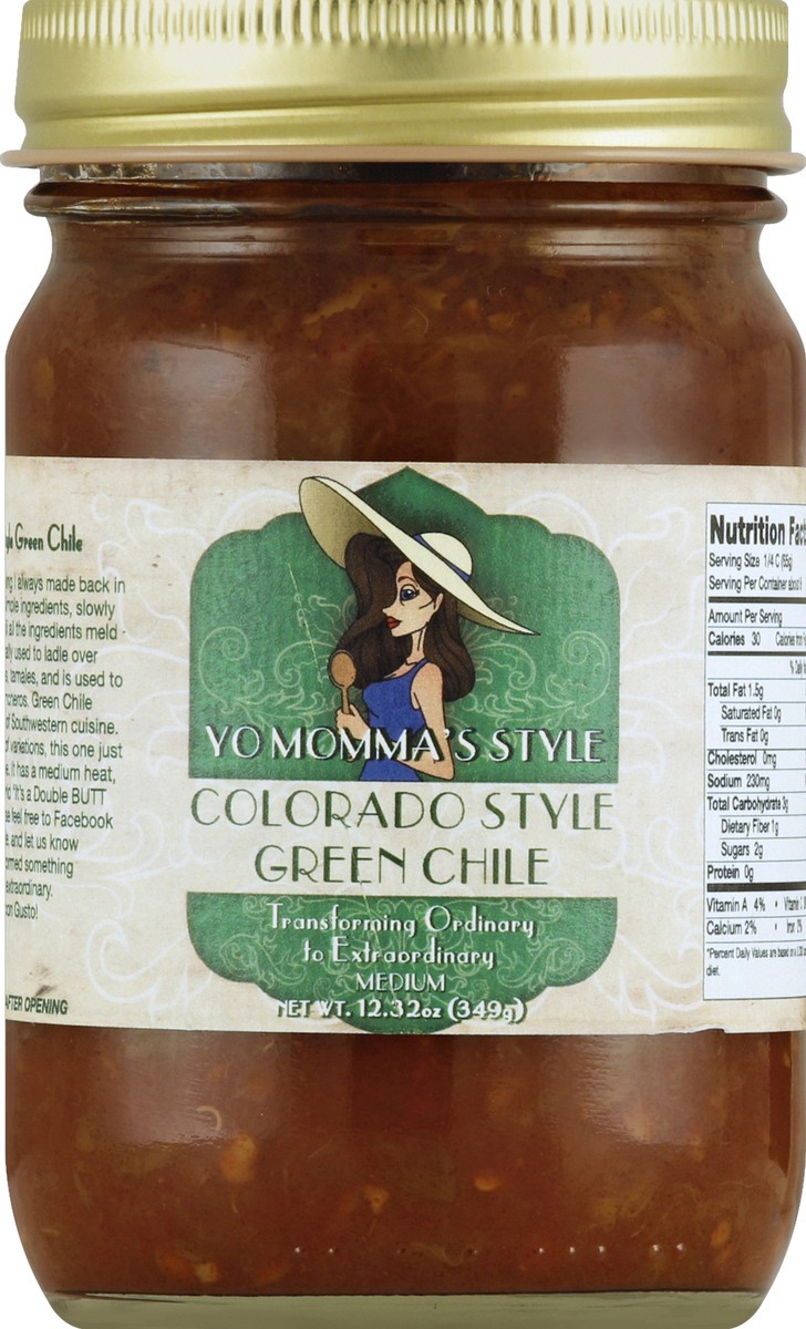 slide 1 of 2, Yo Mommas Style Green Chile 12.32 oz, 12.32 oz