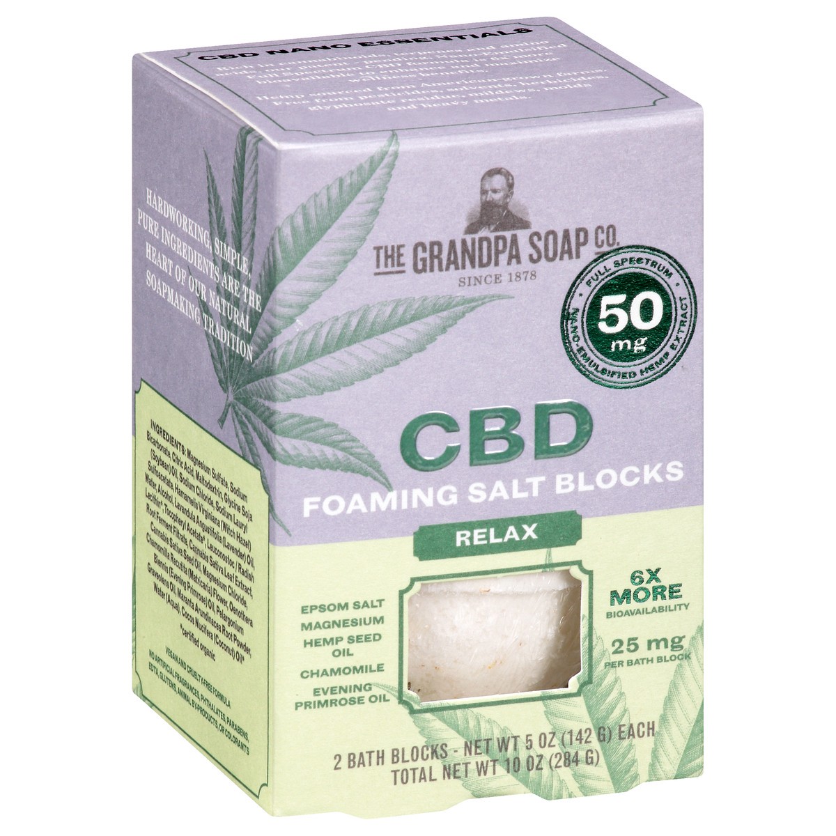 slide 9 of 9, The Grandpa Soap Co. CBD Relax Foaming Salt Blocks 2 ea, 2 ct