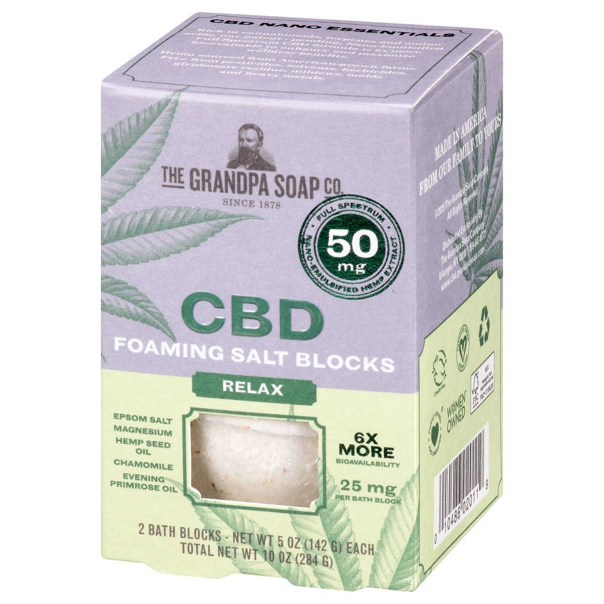 slide 3 of 9, The Grandpa Soap Co. CBD Relax Foaming Salt Blocks 2 ea, 2 ct