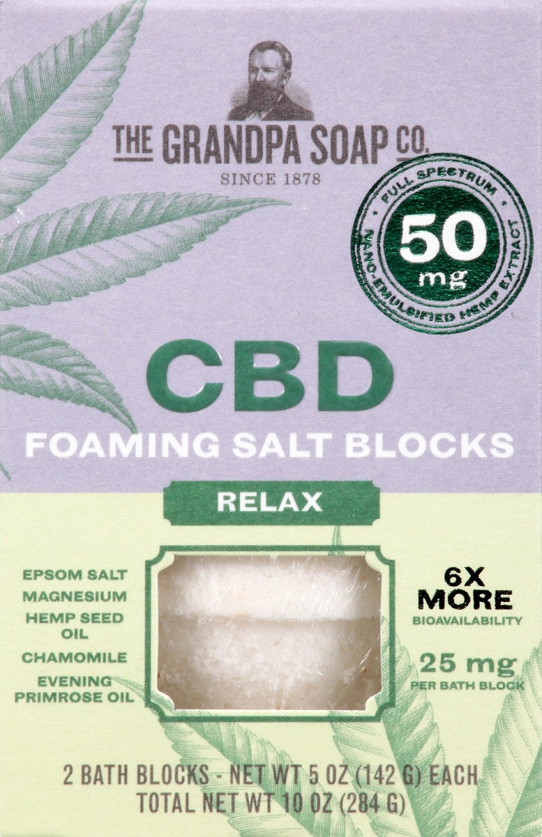 slide 2 of 9, The Grandpa Soap Co. CBD Relax Foaming Salt Blocks 2 ea, 2 ct