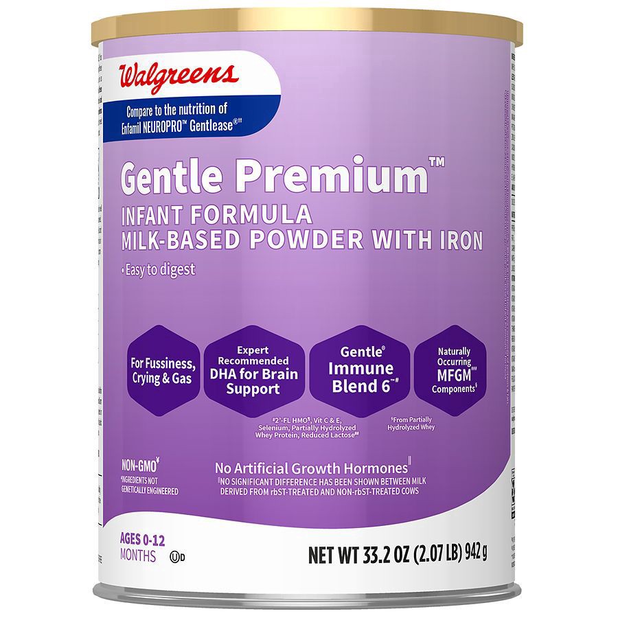 slide 1 of 5, Walgreens Gentle Premium Infant Formula Milk-Based Powder with Iron, 33.2 oz