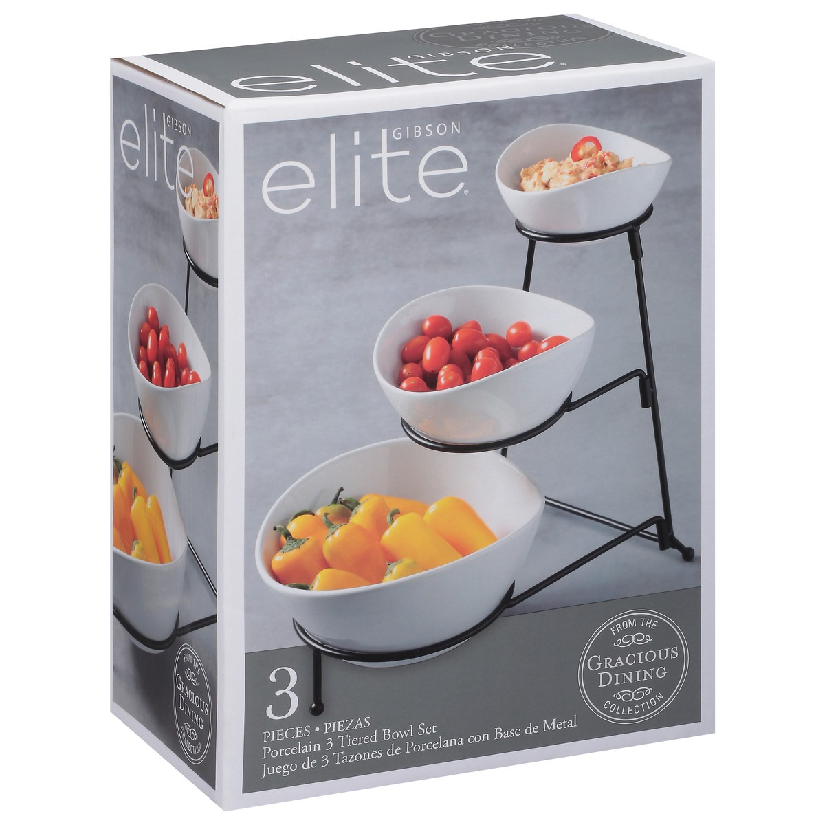 slide 8 of 10, Gibson Elite Gracious Dining Collection 3 Tiered Stoneware Oval White Bowl Set 1 ea, 1 ct