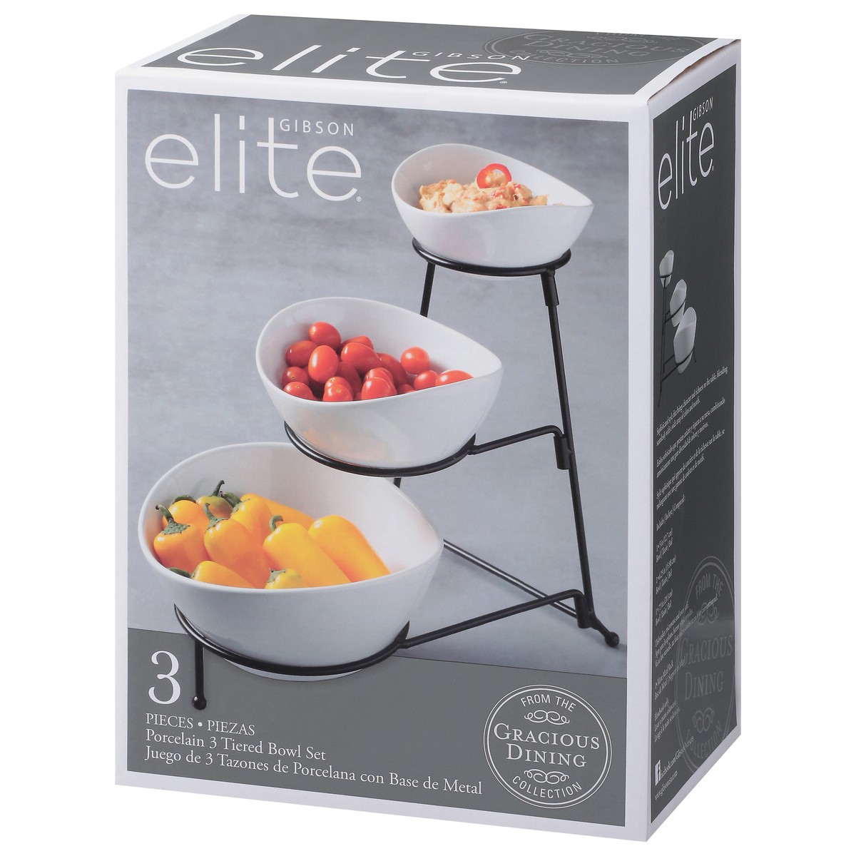 slide 5 of 10, Gibson Elite Gracious Dining Collection 3 Tiered Stoneware Oval White Bowl Set 1 ea, 1 ct