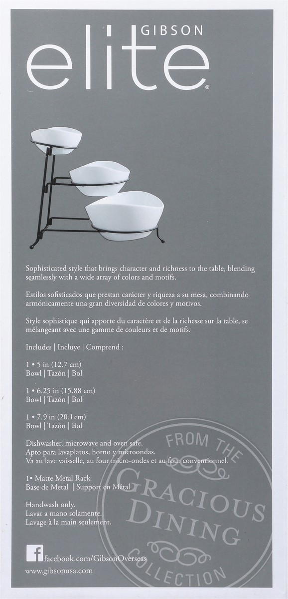 slide 9 of 10, Gibson Elite Gracious Dining Collection 3 Tiered Stoneware Oval White Bowl Set 1 ea, 1 ct
